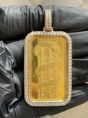 24K 瑞士蛇年 1 盎司条带钻石 18k 金 Vs/si 定制 — 第 1/3 张图片