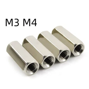PVC Messing Distanzbolzen M3 M4 Vernickelt Sechskant Abstandsbolzen Innen-Innen - Picture 1 of 6
