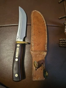 Vintage Schrade Old Timer 165 Fixed Blade Knife & Leather Sheath Original Strong - Picture 1 of 9