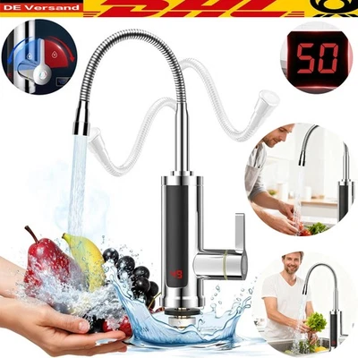 Elektrisch LED Wasserhahn Durchlauferhitzer Küchenarmatur Armatur Sofort Heizung - Bild 1 von 4