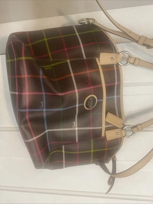Coach Women's Peyton Tattersall Leather Shoulder Bag Multicolor Plaid - Image 1 of 4