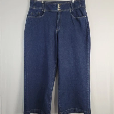 Pantalones de mezclilla Lane Bryant tiro ultra alto pierna ancha calce exclusivo talla 20S lavado oscuro informales Foto 1 de 4