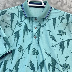 Greyson Polo Shirt Men Large Golf tropical birds performance AOP pattern graphic - Picture 1 of 13