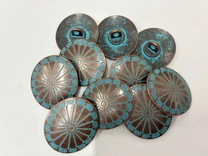 10PC Antiqued Copper Patina Metal Buttons Sewing Button with Shank 25x22mm - Picture 1 of 2