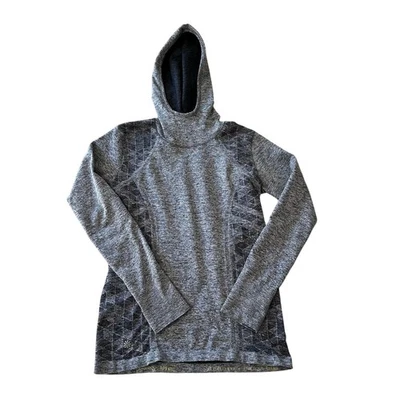Athleta GIRL Seamless Hooded Long Sleever Layering Shirt Gray L 12 - Image 1 of 4