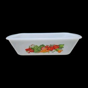 Glasbake J-522 Loaf baking Pan Vegetable Pattern 1.5qt Milk Glass - Picture 1 of 10