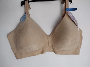 HANES SIZE XL BEIGE FLORAL COMFORT FLEXIBLE FIT   BRA DHHU08 W5H NWT  - Picture 1 of 10