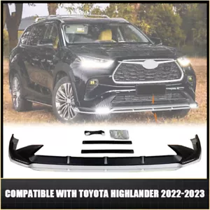 Protector de parrilla de alerón labial de parachoques delantero negro brillante para Toyota Highlander 22-23 - Imagen 1 de 15