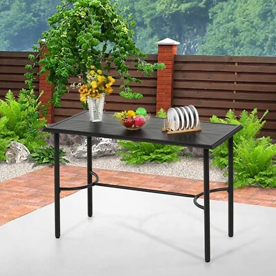 55" Patio Bar Table Outdoor Bar Height Table Metal Dining Table Rectangle - Image 1 of 4
