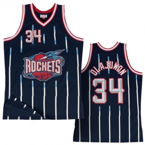 New Men Blue Jersey #34 Vintage Edition Full Size S - 2XL Hakeem Olajuwon Jersey Cover