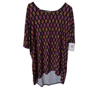 LulaRoe XL Irma schwarz mit rosa und orange Dreiecken - Bild 1 von 4