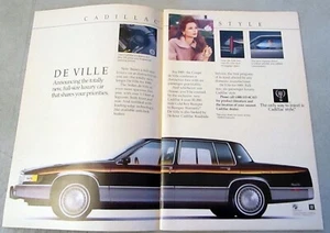 Cadillac De Ville 1989 anuncio original impreso en color de 2 páginas - Imagen 1 de 1