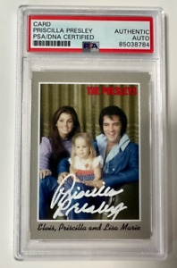 Jeu de cartes dédicacées 1970 Priscilla Presley avec Elvis PSA/DNA AUTH AUTO