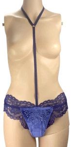 VICTORIA'S SECRET RHINESTONE EMBELLISHED VELVET HARNESS THONG PANTY SMALL NWT - Picture 1 of 3