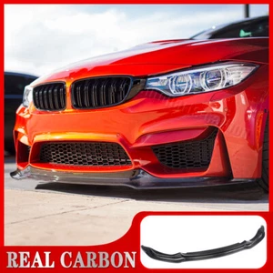 Real Carbon Fiber Car Front Bumper Lip Spoiler For BMW F80 M3 F82 F83 M4 2015-20 - Picture 1 of 18