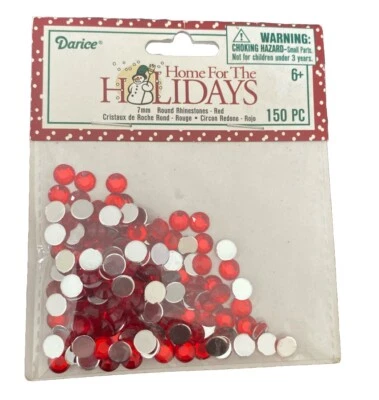DARICE “Hogar para las vacaciones” estrás autoadhesivo 7 mm rojo-cristal 150 piezas Foto 1 de 4