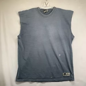 Camiseta Russell De Colección Para Hombre Talla XL Azul Hortensia Desteñida por el Sol Sin Mangas Años 90 - Imagen 1 de 20