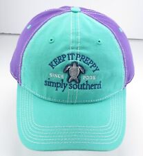 Simply Southern Keep it Preppy Hat cap purple teal strapback cotton turtle