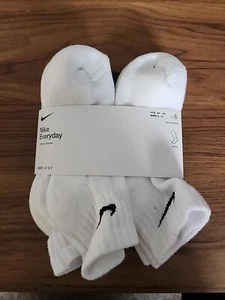 NIKE Kids' Unisex Everyday Cushioned Ankle Socks (6 Pairs), White/Black, Small - Picture 1 of 2