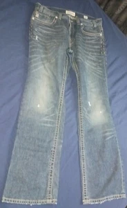 MEK Jeans Mens 36x34 Bulgan Straight Leg Distressed Blue Denim - Picture 1 of 9