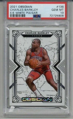2021 PANINI OBSIDIAN E/E WHITE PULSAR #136 CHARLES BARKLEY PSA 10 LOW POP RARE - Image 1 of 2