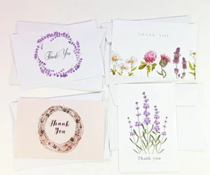 12 Thank You Cards Notes Flower Wedding Business Birthday Thankful TO THANK36 - Picture 1 of 7
