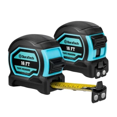 DURATECH 2PC Magnetic Tape Measure 16FT Fractions 1/8 Retractable Measuring Tape - Image 1 of 4