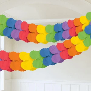 Bright Multi-Coloured Paper Garland Hanging Party Decoration - 12ft Long - New - Picture 1 of 3