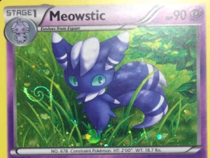 Pokemon Meowstic Holo XY48 2015 Black Star Promo HD SWIRL Nintendo - Imagen 1 de 3