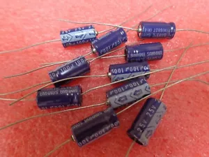 SAMWHA 100UF 25V Axial Electrolytic Capacitor X5 PER SALE Audio Capacitor repair - Picture 1 of 1
