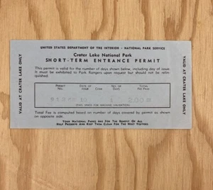 Vintage Crater Lake National Park Oregon Entrance Ticket - Picture 1 of 4