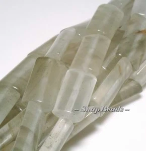 HONEYDEW MELON GREEN RUTILE QUARTZ GEMSTONE RECTANGLE 16X8MM LOOSE BEADS 8inch - Picture 1 of 1