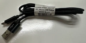 Wireless Gear 3 ft micro usb sync and charge cable. Plastic and Fabric material. - Picture 1 of 6