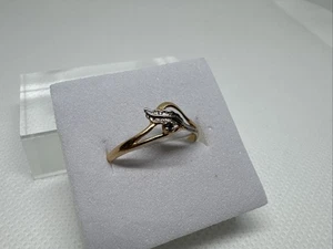 585 14K Gelbgold & Weißgold Ring bicolor mit Spinell Größe 7,25 zierliches Blatt - Bild 1 von 19