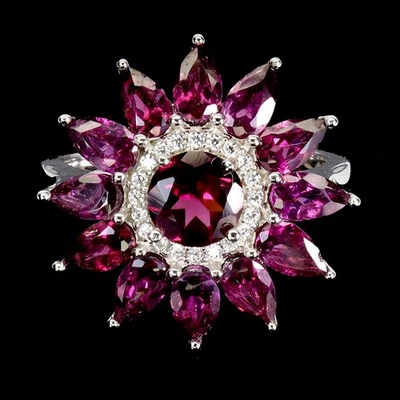 Кольцо из стерлингового серебра 925 пробы с круглым родолитом гранатом 6 мм драгоценными камнями ювелирные изделия размер 8 - Изображение 1 из 4