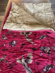 VTG Red/Khacki Flannel Sleeping Bag Hunt Pheasant Ram Elk Bears Fish & More READ - Picture 1 of 15