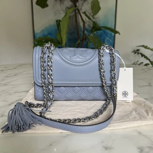 Neu mit Etikett Tory Burch Fleming kleine wandelbare Schultertasche Umhängetasche wolkenblau 498 $ - Bild 1 von 16