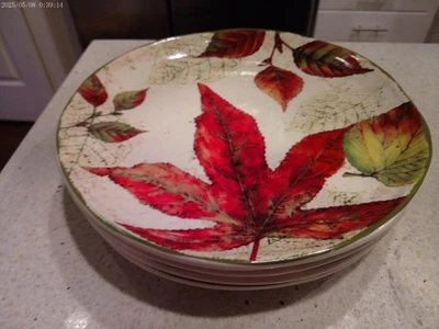 4 Pier 1 Importaciones Asheville Otoño Acción de Gracias Hojas Ensalada/Platos de Postre ¡Bonito! Foto 1 de 3