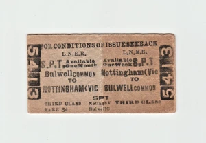 LNER Railway Ticket Bulwell Common to Nottingham Victoria - Picture 1 of 2