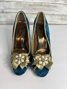 Poetic License, London, DAMEN-PUMPS OFFENE SPITZE BLAU SAMT MIT ABSATZ 8,5 - Bild 1 von 8