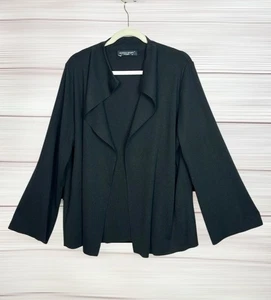 Marina Rinaldi Sport Open Front Cardigan Black Wool Blend brand size L US 16-18 - Picture 1 of 11