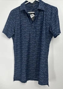 G/FORE Polo Shirt Men's Size Small Blue Performance Golf Shirt Floral Pattern - Picture 1 of 5