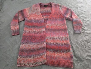 Lane Bryant 14/16 Open Front Long Knit Cardigan Sweater Multicolor Pink... - Picture 1 of 9