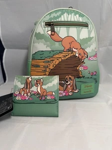 Fox and The Hound Disney Mini Rucksack mit Geldbörse Brandneu mit Etikett Loungefly - Bild 1 von 9