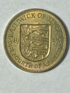 Rare Original Country Jersey - 1/4 shilling. 1957 uncirculaated, nickel - brass - Picture 1 of 2