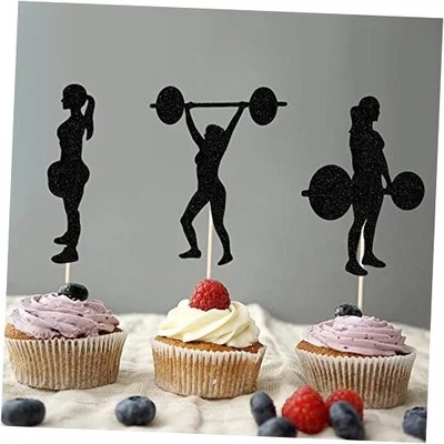 Paquete de 20 adornos para cupcakes de gimnasio, adornos para pasteles y cupcakes para mujer pastel de fitness  Foto 1 de 4