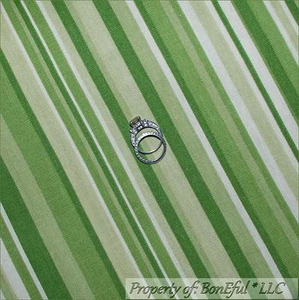 BonEful Fabric FQ Cotton Woven Decor Green Tone VTG Natural Stripe Pattern Print - Picture 1 of 7