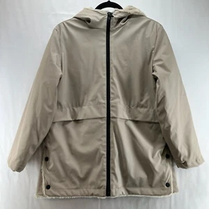 ZARA Jacket Youth Size 13-14 Softshell Sherpa Lined Hoodie Parka Full Zip Beige - Picture 1 of 14