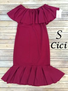 SMALL CICI LuLaRoe Kleid ~ EINFARBIG HIMBEERROSA ~ Gr. 6-8; schulterfrei - Bild 1 von 5