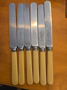 6 VINTAGE SHEFFIELD ENGLAND KUNSTKNOCHEN VORSPEISE BUTTERMESSER Wade & Butcher Firth - Bild 1 von 4
